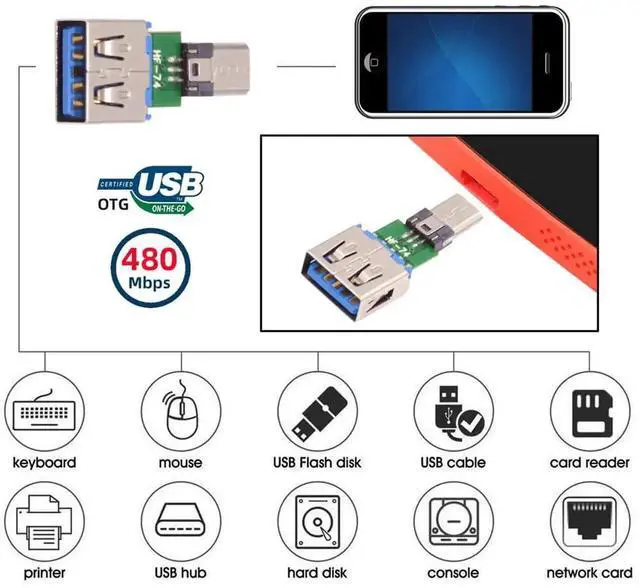 Alt view image 7 of 7 - AJMRTC 5Pcs/Lot Micro USB 2.0 5Pin Male to USBA Female OTG PCBA Adapter, 480Mbps Data Transfer Converter for Android Smartphones, Tablets, Connect Flash Drive Mouse Keyboard Peripherals