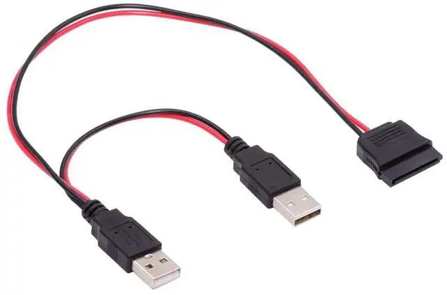 Alt view image 4 of 7 - AJMRTC Dual USB 2.0 to SATA 15Pin Power Cable, DC 5V 2A Max BusPowered Cord for 2.5 Inch SATA HDD SSD, USBA DualPlug Auxiliary Power Supply for Storage Drives