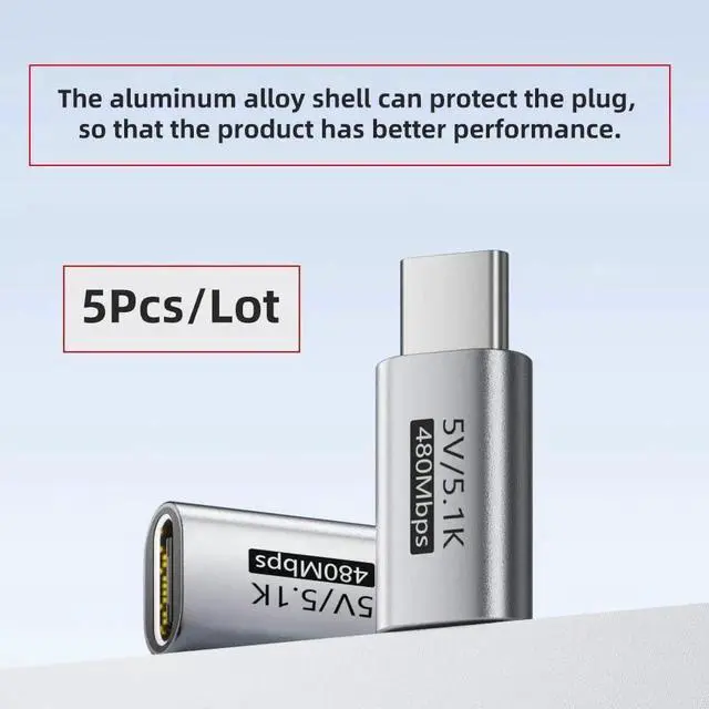 Alt view image 2 of 7 - AJMRTC 5Pcs/Lot USBC Male to USBC Female PD Blocker Adapter with Builtin 5.1K Resistor, DC 5V Lock PowerOnly Charging Tester, Blocks PD HighVoltage Negotiation for DIY Electronic Projects