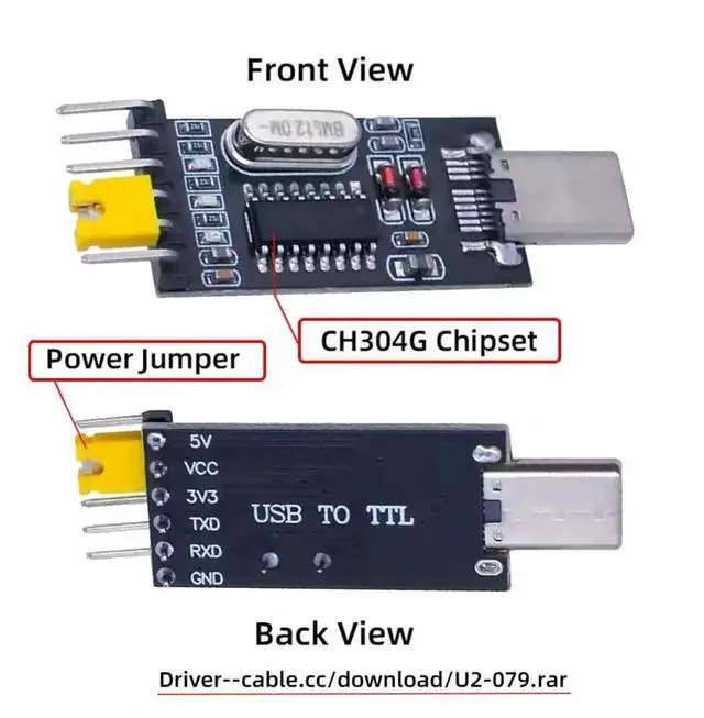 Alt view image 5 of 7 - AJMRTC USBC Male to TTL UART Serial Adapter with CH340G Chip, 3.3V / 5V Selectable Level Serial Programmer Module, Replacement for PL2303 for STC Microcontroller Debugging Firmware Download