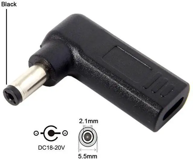 Alt view image 4 of 6 - AJMRTC 90Degree Angled USB3.1 TypeC Female to DC 5.5×2.1mm Male PD Emulator Trigger Adapter, Fixed 20V DC Barrel Power Decoy Converter for DCBarrelPort Laptops, PD PowerSource Conversion Connecto