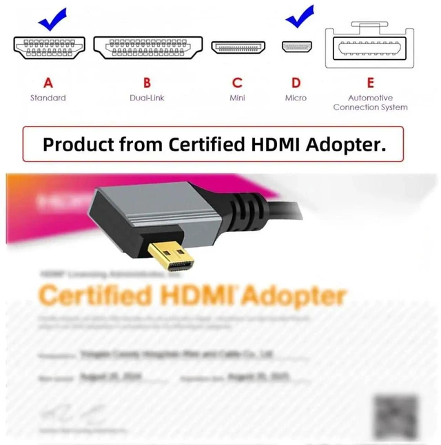 Alt view image 4 of 7 - AJMRTC 8K 60Hz Left Angled Micro HDMI TypeD 2.1 Male to HDMI Male Coiled Stretch Cable 100cm, HighSpeed Retractable Cord for HDTV, Computer, Laptop, Monitor, Camera, Projector Video Display Connecti