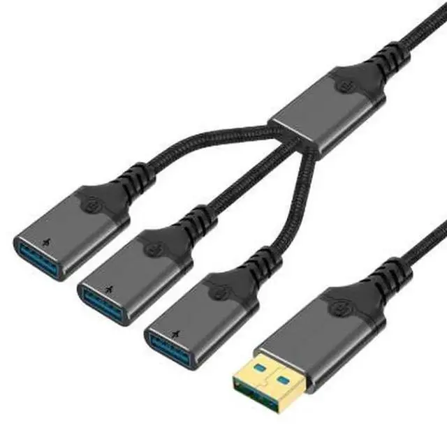 Main image of AJMRTC USB OTG Hub Adapter, USBA Male to 3 USBA Female MultiPort Splitter, Aluminum Housing Nylon Braided Cable USB Expander for Smart Phones, Tablets, PC, Flash Drives, Keyboard Mouse Peripherals