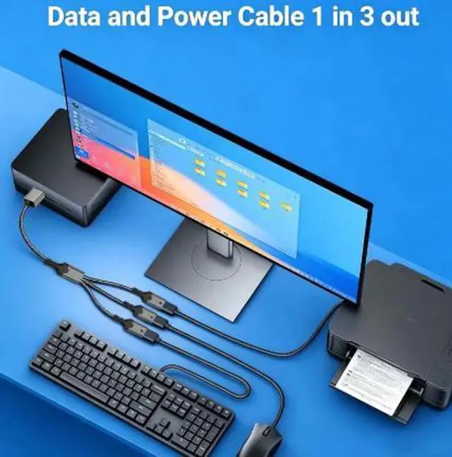 Alt view image 4 of 4 - AJMRTC USB OTG Hub Adapter, USBA Male to 3 USBA Female MultiPort Splitter, Aluminum Housing Nylon Braided Cable USB Expander for Smart Phones, Tablets, PC, Flash Drives, Keyboard Mouse Peripherals