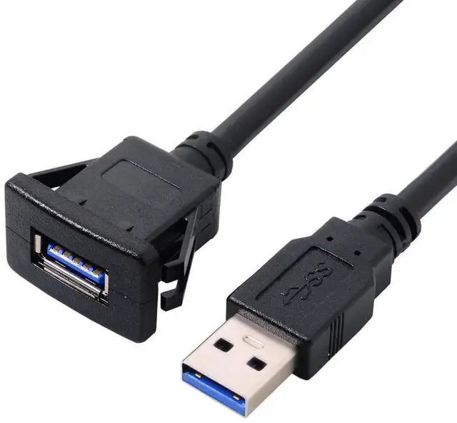 Alt view image 2 of 6 - AJMRTC 1M Waterproof Single USB 3.0 LatchMount Extension AUX Cable, USBA Male to Female Flush Panel Mount Cord for Car Dashboard, Truck, Boat, Motorcycle, Marine Vehicle Interior USB Port Expansion