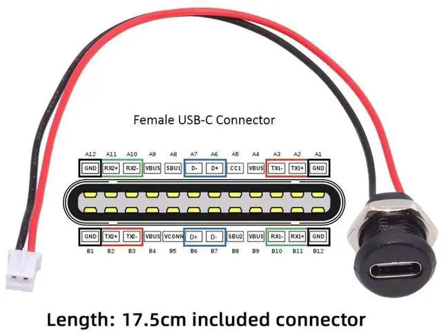 Alt view image 2 of 7 - AJMRTC 5Pcs Set Reversible TypeC Female DIY Socket to 2Pin Header Cable, 2.0mm Pitch Panel Mount DC 5V Power Supply Wire for DIY Projects, Electronic Repairs, Experimental Circuit Boards