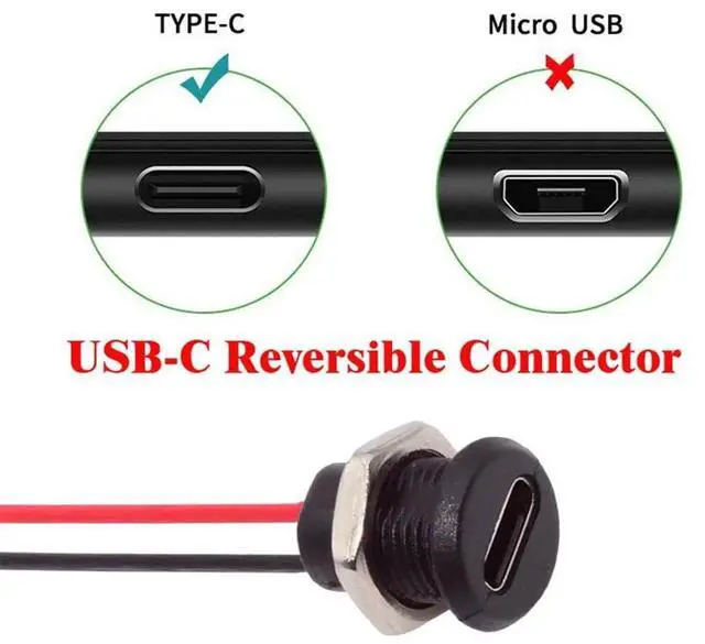 Alt view image 4 of 7 - AJMRTC 5Pcs Set Reversible TypeC Female DIY Socket to 2Pin Header Cable, 2.0mm Pitch Panel Mount DC 5V Power Supply Wire for DIY Projects, Electronic Repairs, Experimental Circuit Boards