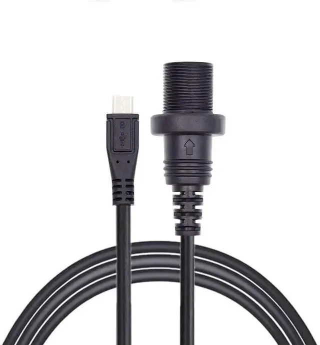 Main image of AJMRTC 1M Waterproof Dustproof Micro USB 2.0 5Pin Male to Female Extension Cable, 480Mbps Data & Power Panel Mount Cord for Car Dashboard, Motorcycle, Outdoor DIY Projects