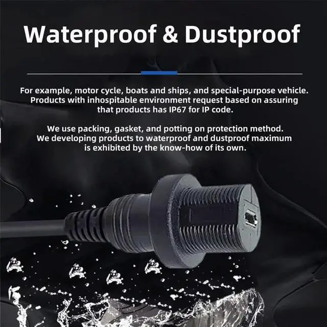 Alt view image 7 of 7 - AJMRTC 1M Waterproof Dustproof Micro USB 2.0 5Pin Male to Female Extension Cable, 480Mbps Data & Power Panel Mount Cord for Car Dashboard, Motorcycle, Outdoor DIY Projects