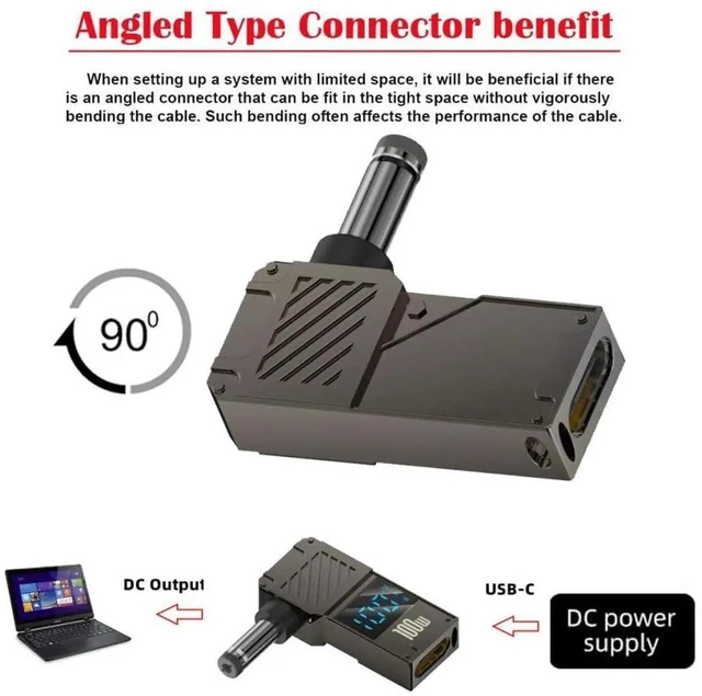 Alt view image 6 of 7 - AJMRTC USBC TypeC to DC 5.5x2.1mm Jack PD Adapter, Smart LED Digital Display, Max 100W 20V 5A Output, 65W Compatible Power Charging Converter for DCBarrel Laptops