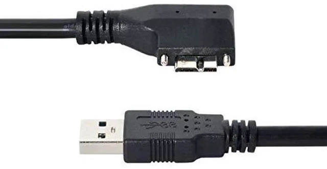 Alt view image 2 of 6 - AJMRTC 1.2M USB 3.0 Data Cable, 90Degree LeftAngled MicroB Male with Dual Locking Screws, ScrewMount Industrial Vision Cord for Industrial Cameras, Machine Vision Inspection Equipment