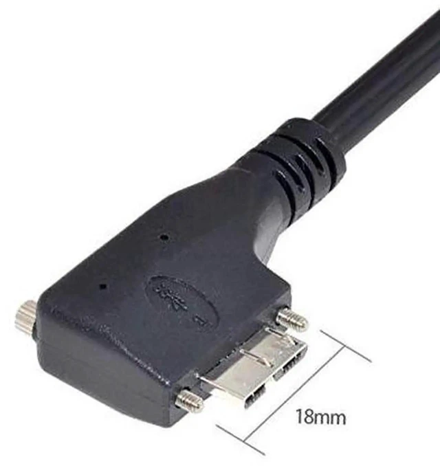Alt view image 4 of 6 - AJMRTC 1.2M USB 3.0 Data Cable, 90Degree LeftAngled MicroB Male with Dual Locking Screws, ScrewMount Industrial Vision Cord for Industrial Cameras, Machine Vision Inspection Equipment