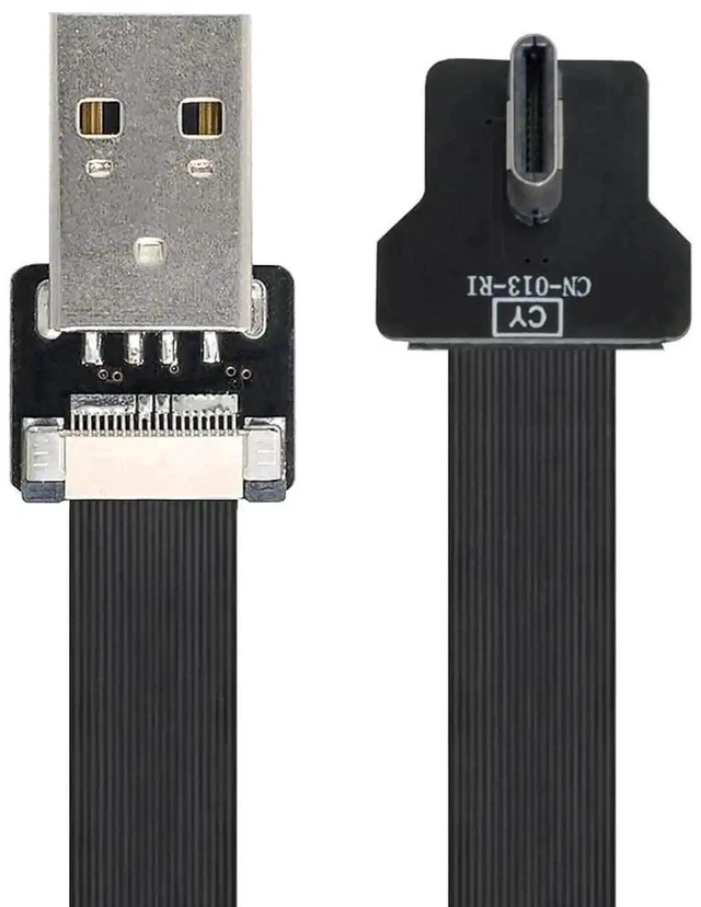 Alt view image 7 of 7 - AJMRTC 1.0M Flat Ribbon Flex USBC Extension Cable, USB 2.0 Male to Male 90Degree RightAngle Connector, DualFunction Charging & 480Mbps Data Sync Cord for Compact Enclosure, DIY Electronics, USBC