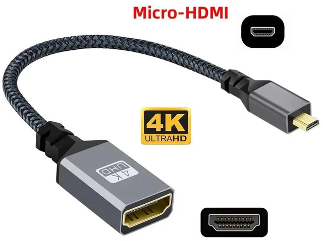 Alt view image 2 of 7 - AJMRTC Micro HDMI TypeD Male to Standard HDMIA Female Extension Cable, HDMI 1.4 4K@30Hz AudioVideo Extension Cord for DV Camcorders, MP4 Cameras, Digital Cameras and MicroHDMI Laptops