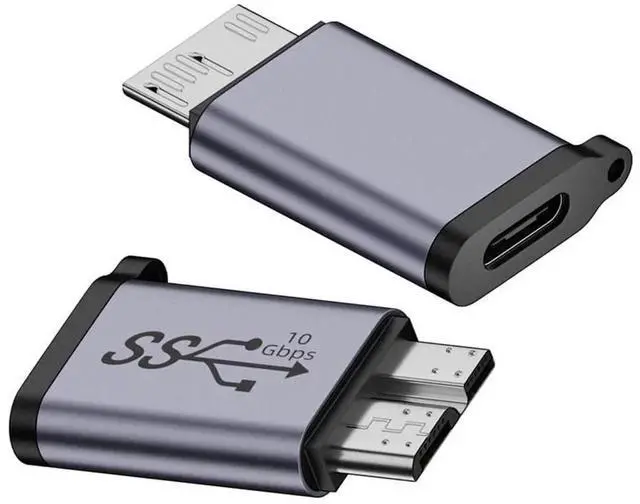 Main image of AJMRTC 10Gbps USB3.2 Gen2 TypeC Female to USB 3.0 MicroB Male Data Power Adapter, High Speed Converter for Laptop, External SSD, Hard Drive Disk and USB MicroB Peripherals