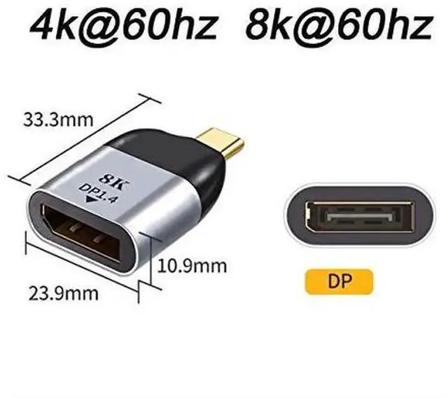 Alt view image 4 of 4 - AJMRTC USBC to DisplayPort Adapter, 4K@60Hz 2K@60Hz Video Converter, USBC Source to DP Monitor Connector for USBC Laptops, Smart Phones, Tablets, HD Display Output