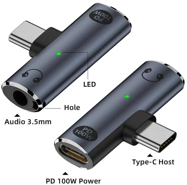 Alt view image 5 of 7 - AJMRTC USBC to 100W PD Charging & 3.5mm AUX Audio DAC Adapter, 16Bit 48kHz DigitaltoAnalog Converter, USBC PD Power PassThrough for Laptop, Tablet, Smartphone Headphone Audio Output