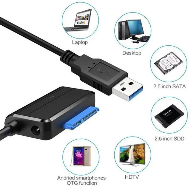 Alt view image 7 of 7 - AJMRTC USB3.0 to Angled SATA 22Pin Adapter Cable, Right Angle SATA Data Power Cord for 2.5 Inch & 3.5 Inch HDD SSD Hard Drives, External Storage Connection for Desktop and Laptop Computers