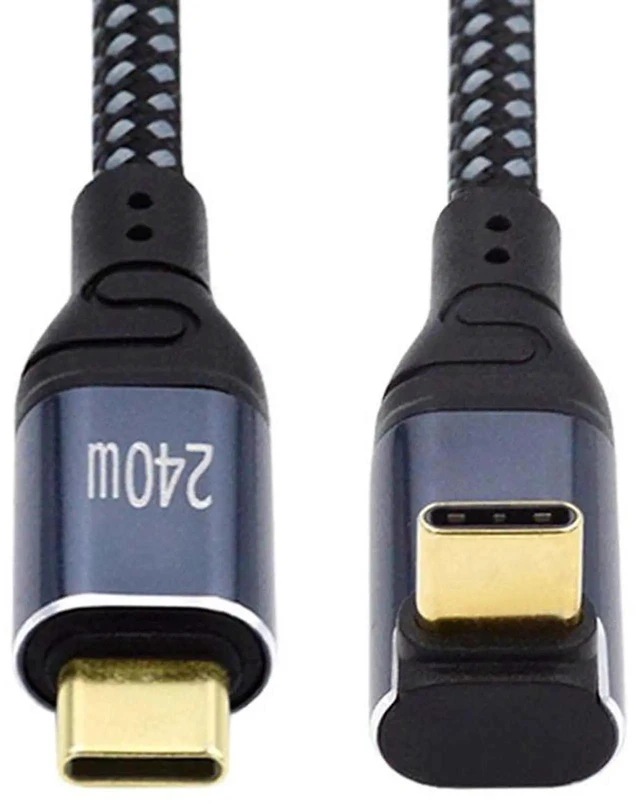 Alt view image 3 of 7 - AJMRTC 90Degree UpDown Angled USBC to USBC Cable 50CM, PD3.1 240W(48V 5A) Fast Charging, 480Mbps USB2.0 Data Cord, Backward Compatible with 100W for Laptops, Tablets and USBC Smartphones