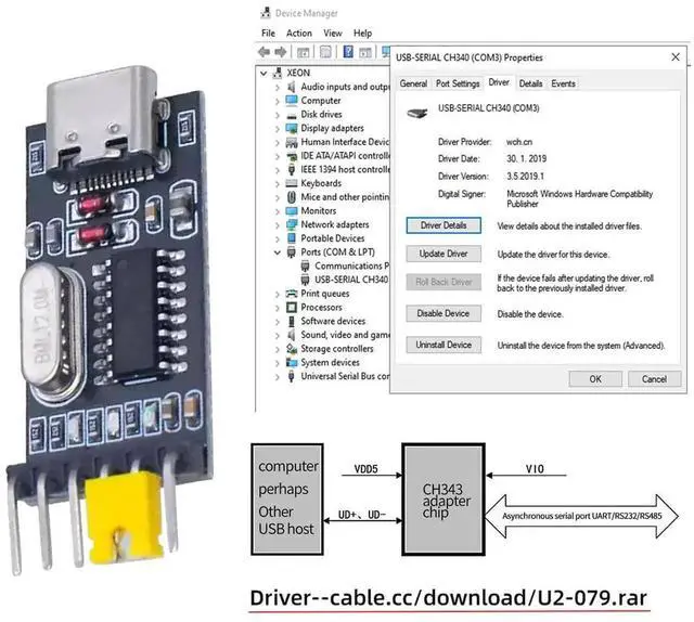 Alt view image 2 of 7 - AJMRTC USBC Female to TTL UART Serial Adapter Module, CH340G Chip 3.3V 5V Selectable Voltage Serial Programmer for STC Microcontroller, Replacement for PL2303, DIY Electronic Debug Tool