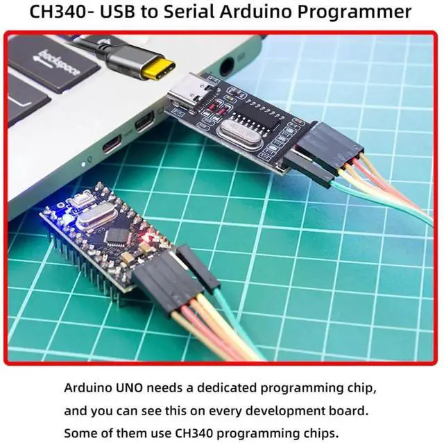 Alt view image 7 of 7 - AJMRTC USBC Female to TTL UART Serial Adapter Module, CH340G Chip 3.3V 5V Selectable Voltage Serial Programmer for STC Microcontroller, Replacement for PL2303, DIY Electronic Debug Tool