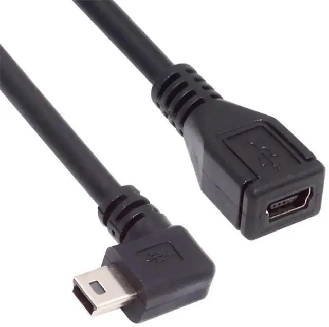 Main image of AJMRTC 90Degree RightAngle Mini USB 5Pin Male to Female Extension Cable 30CM, USB2.0 Data & Power Charging Cord for GPS Navigator, Digital Camera, Dash Cam and Legacy MiniUSB Devices