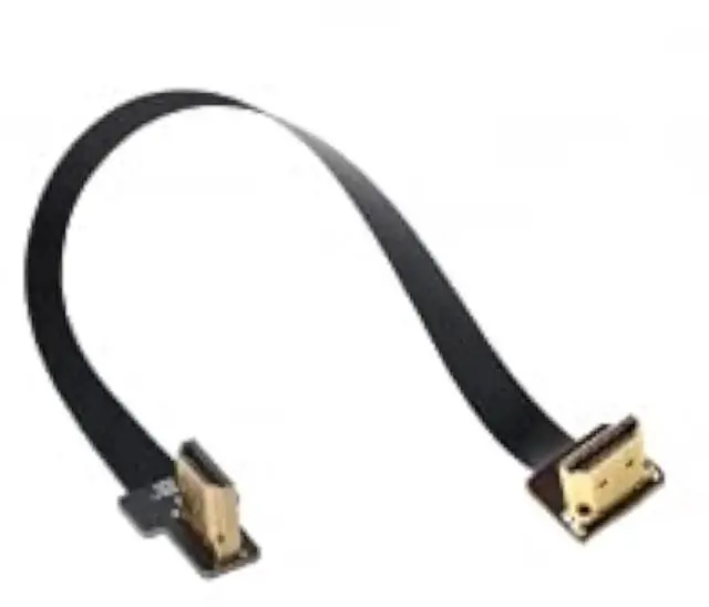 Main image of AJMRTC 50CM Dual 90Degree RightUp Angled HDMI TypeA Male to Male FPC Flat Cable, UltraFlexible HDTV Ribbon Cord for FPV Multicopter, Brushless Gimbal, Drone Aerial Photography Video Transmission
