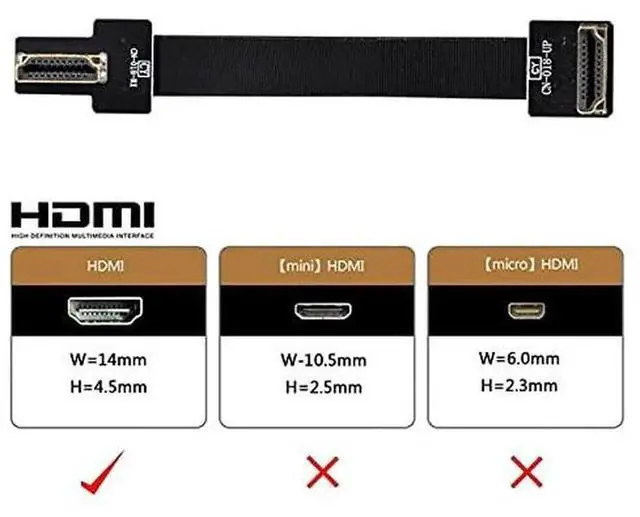 Alt view image 6 of 6 - AJMRTC Dual 90 Degree RightUp Angled HDMI TypeA Male to Male FPC Flat Ribbon Cable 80CM, Soft Slim FPV Video Cord for Multicopter Drone Gimbal Aerial Photography HDTV Monitor