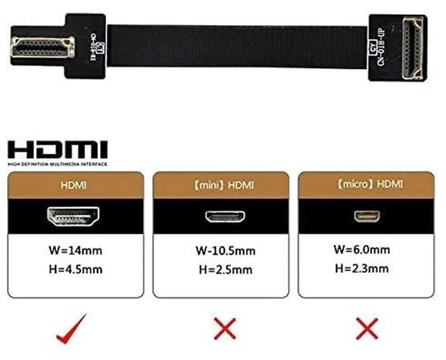 Alt view image 7 of 7 - AJMRTC Dual 90 Degree RightUp Angled HDMI TypeA Male to Male FPC Flat Ribbon Cable 20CM, Soft Slim FPV Video Cord for Multicopter Drone Gimbal Aerial Photography HDTV Monitor