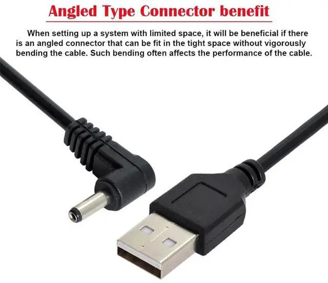 Alt view image 6 of 7 - AJMRTC USB 2.0 Male to Right Angled 90 Degree 3.5mm x1.35mm DC Barrel Power Plug Cable 100CM, 5V DC Power Supply Cord for Router CCTV Camera LED Strip DIY Electronic Projects