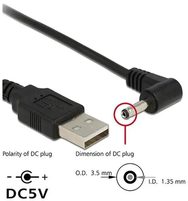 Alt view image 5 of 7 - AJMRTC USB 2.0 Male to Right Angled 90 Degree 3.5mm x1.35mm DC Barrel Power Plug Cable 100CM, 5V DC Power Supply Cord for Router CCTV Camera LED Strip DIY Electronic Projects