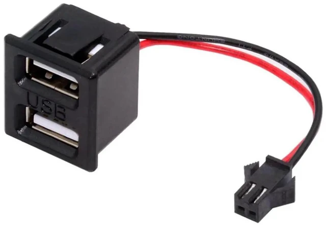 Main image of AJMRTC OEM DIY Dual TypeA Female Socket to 2Pin 2.54mm Pitch Latch Mount Header Cable, DC 5V Power Supply Wire for Electronics Project, Breadboard, Circuit Board, DIY Modification