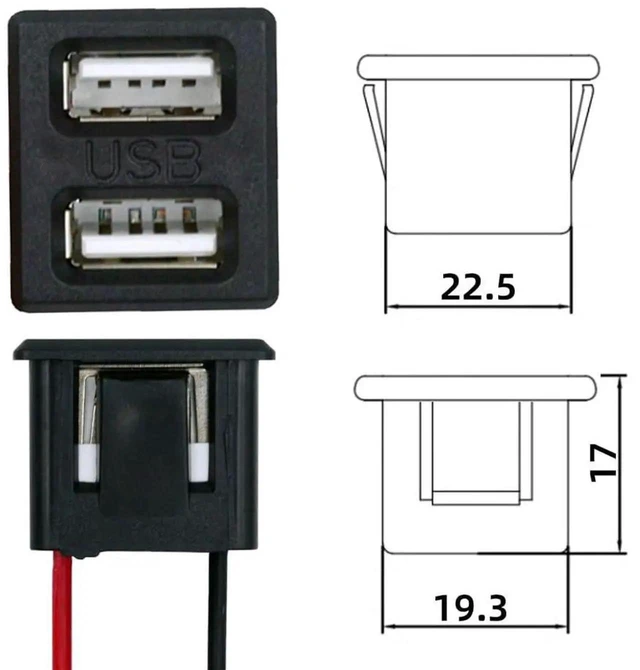 Alt view image 5 of 7 - AJMRTC OEM DIY Dual TypeA Female Socket to 2Pin 2.54mm Pitch Latch Mount Header Cable, DC 5V Power Supply Wire for Electronics Project, Breadboard, Circuit Board, DIY Modification