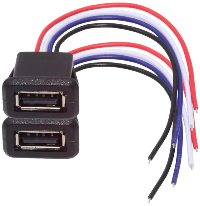 Main image of AJMRTC 2Pcs Set DC 5V Power OEM DIY USB TypeA Female Socket to 4Pin Open End Latch Mount Cable, Power Supply Wire for Breadboard Circuit Board Experimental Electronic DIY Modification