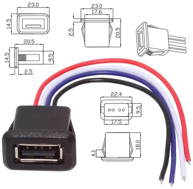 Alt view image 2 of 7 - AJMRTC 2Pcs Set DC 5V Power OEM DIY USB TypeA Female Socket to 4Pin Open End Latch Mount Cable, Power Supply Wire for Breadboard Circuit Board Experimental Electronic DIY Modification