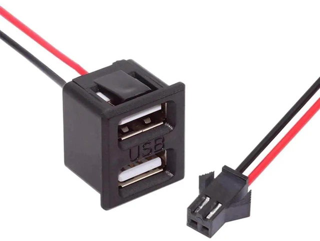 Alt view image 6 of 7 - AJMRTC Dual USB TypeA Female Socket to 2Pin Latch Header Cable, 2.54mm Pitch DC 5V Power Adapter Wire Harness for DIY OEM Project, PCB Board, Electronic Module Power Supply