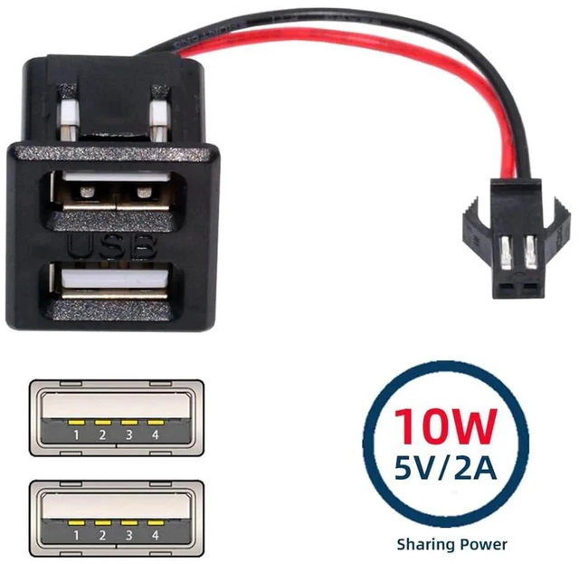 Alt view image 4 of 7 - AJMRTC Dual USB TypeA Female Socket to 2Pin Latch Header Cable, 2.54mm Pitch DC 5V Power Adapter Wire Harness for DIY OEM Project, PCB Board, Electronic Module Power Supply