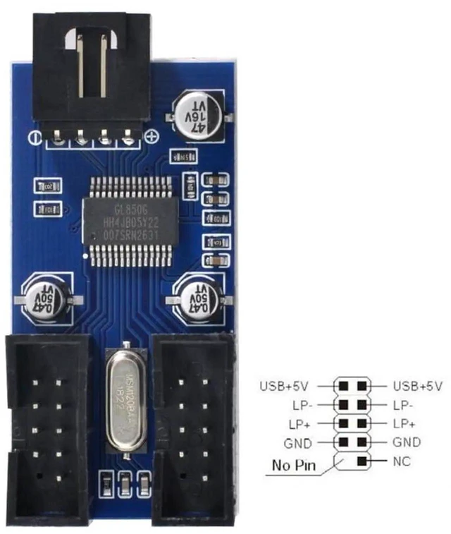 Alt view image 6 of 7 - AJMRTC Motherboard 9Pin USB 2.0 Header 1 to 2/4 Female Extension Cable Hub Adapter Port Multiplier, Internal Mainboard USB2.0 Header Splitter for PC Case Front Panel DIY Internal Expansion