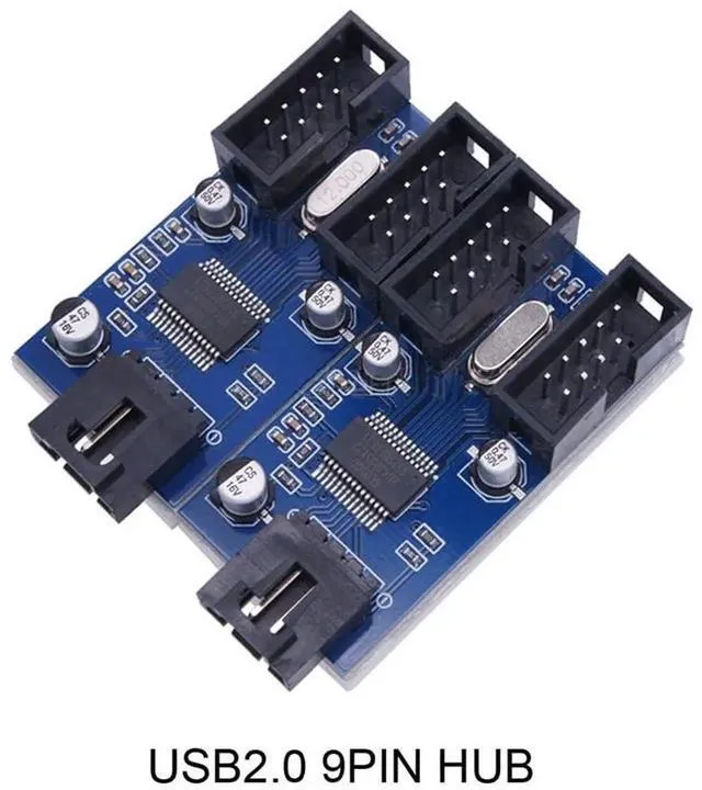 Alt view image 2 of 7 - AJMRTC Motherboard 9Pin USB 2.0 Header 1 to 2/4 Female Extension Cable Hub Adapter Port Multiplier, Internal Mainboard USB2.0 Header Splitter for PC Case Front Panel DIY Internal Expansion