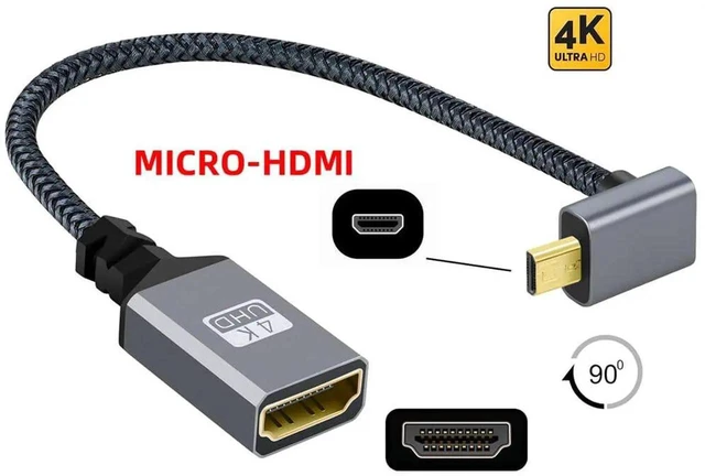 Alt view image 5 of 7 - AJMRTC 4K Micro HDMI 1.4 TypeD Male 90 Degree Up Angled to HDMI Female Extension Cable, Upward Elbow MicroHDMI Adapter Cord for DV, MP4 Camera, DC Digital Camera, Laptop Video Output