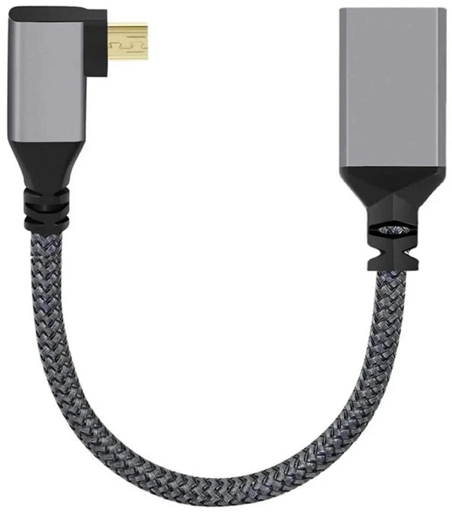 Main image of AJMRTC 4K Micro HDMI 1.4 TypeD Male 90 Degree Left Angled to HDMI Female Extension Cable, Left Elbow MicroHDMI Adapter Cord for DV, MP4 Camera, DC Digital Camera, Laptop Video Output