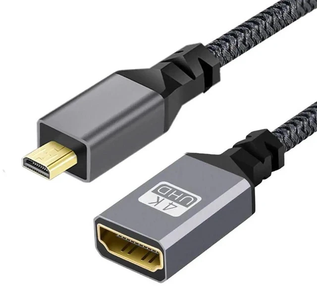 Main image of AJMRTC 4K Micro HDMI 1.4 TypeD Male to HDMI Female Extension Cable, Straight MicroHDMI Adapter Cord for DV Camcorder, MP4 Camera, DC Digital Camera, Laptop Audio Video Output Connection