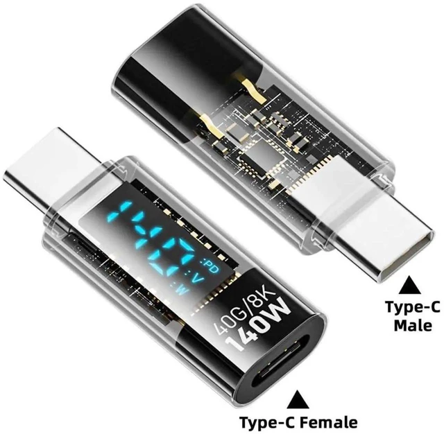 Alt view image 7 of 7 - AJMRTC USB4.0 TypeC Male to Female Extension Adapter 40Gbps 140W PD, Smart LED Digital Display Voltage Current Power Monitoring Tester Detector for Laptop, Phone, SSD and USBC Peripheral Devices