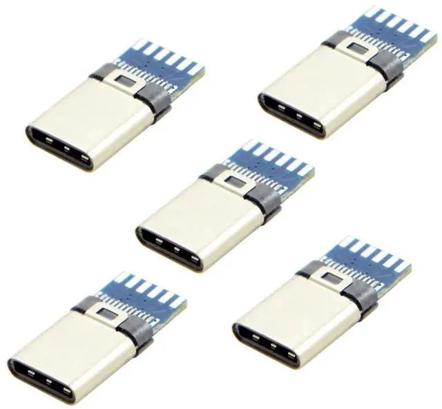 Alt view image 4 of 6 - AJMRTC 5Set DIY USB3.1 TypeC Male Plug 24Pin SMT Connector Kit, 3.5mm SR StrainRelief with White Plastic Housing Cover for Custom USBC Cable Building and Electronic Repair Projects
