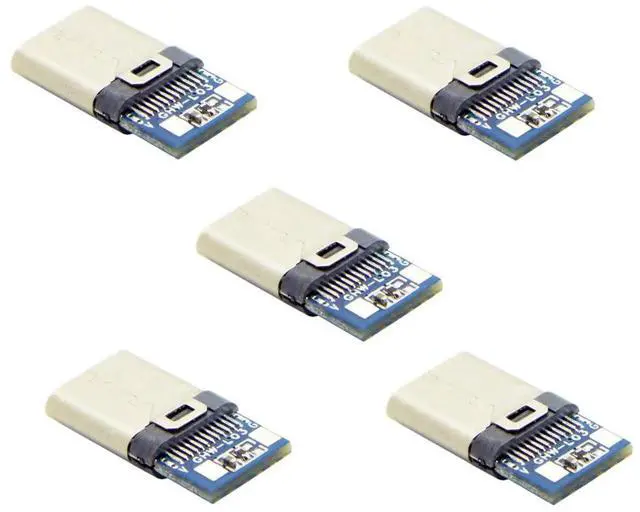 Alt view image 6 of 6 - AJMRTC 5Set DIY USB3.1 TypeC Male Plug 24Pin SMT Connector Kit, 3.5mm SR StrainRelief with White Plastic Housing Cover for Custom USBC Cable Building and Electronic Repair Projects