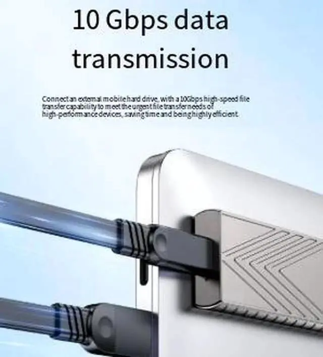 Alt view image 3 of 3 - AJMRTC 1M USB 3.2 Gen2 TypeC Cable,10Gbps SuperSpeed Data Transfer,Flat Flexible USBC to USBC Cable,60W PD Fast Charging Cord for External SSD,Power Bank,Laptop,Tablet,Smartphone USBC Devices