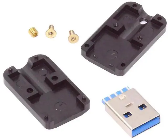 Main image of AJMRTC 5Gbps DIY OEM USB 3.0 TypeA Male Plug Connector, SolderType Aluminum Alloy Shell Black USBA Repair Connector, Customizable for 6.0mm Diameter Cable DIY Cable Assembly Project