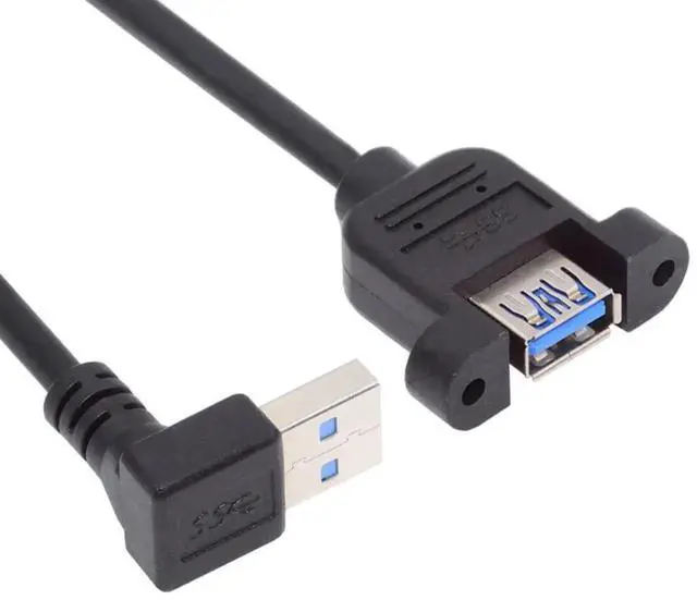 Main image of AJMRTC 30CM 5Gbps USB 3.0 TypeA Male to Female Up Angled Panel Mount Connector Cable With Screws, Right Angle USBA Panel Header Extension Cable for Industrial DIY Equipment Installation