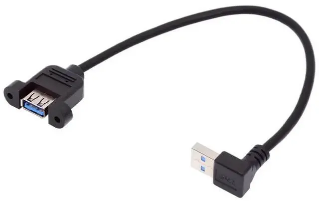 Alt view image 3 of 7 - AJMRTC 30CM 5Gbps USB 3.0 TypeA Male to Female Up Angled Panel Mount Connector Cable With Screws, Right Angle USBA Panel Header Extension Cable for Industrial DIY Equipment Installation