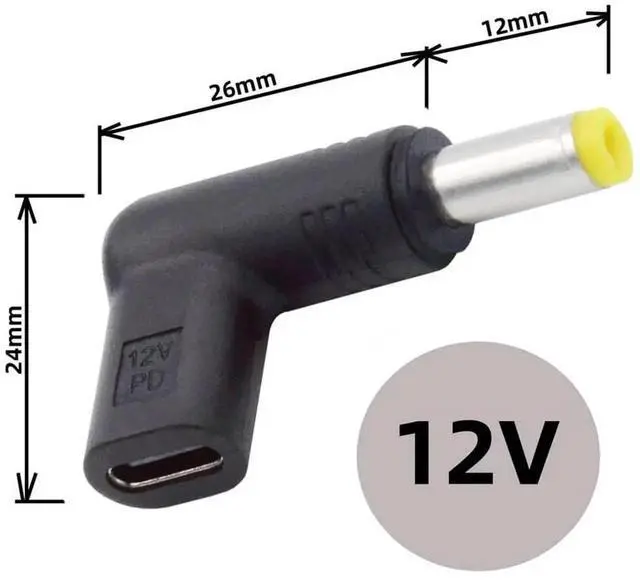 Alt view image 6 of 7 - AJMRTC 90 Degree Angled USB 3.1 TypeC Female to DC 12V 5.5x2.5mm Male Plug PD Emulator Trigger Adapter, LShape USBC PD Decoy Power Converter for Router Camera LED 12V DC Powered Devices